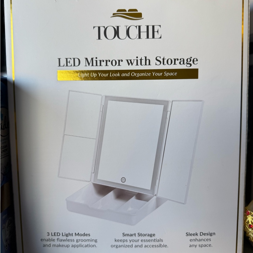White LED Mirror with Storage